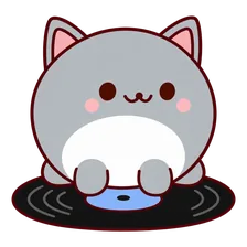 Todd, Teca's cat, sitting on a record